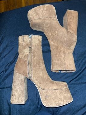 Forever 21 Brown Suede Platform Ankle Boots